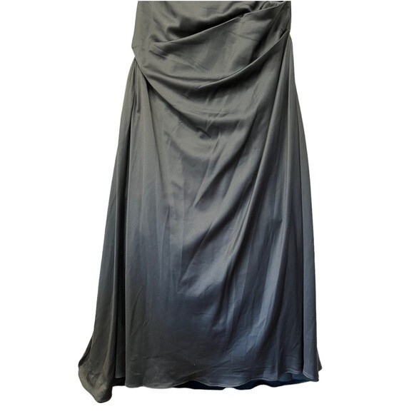 NWOT La Femme | Navy Ruched Beaded Short-Sleeve Formal Elegant Long Gown 8 - Picture 4 of 14